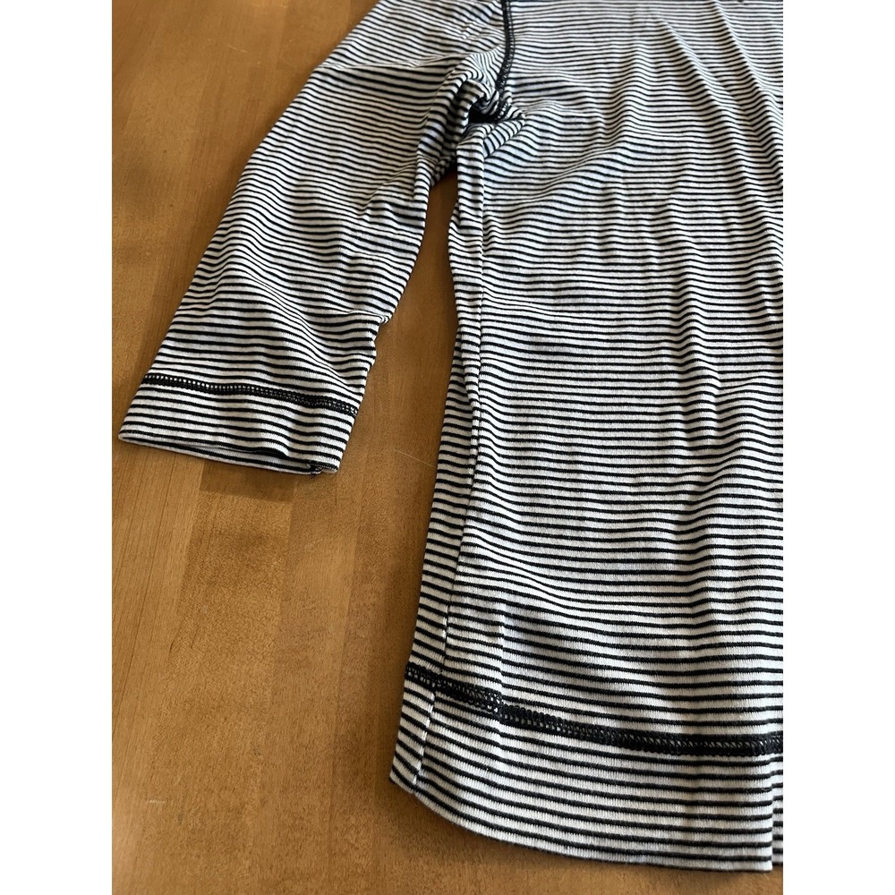 LRL Ralph Lauren Jean Co. Women's Long Sleeve Top Black Striped 3/4 Sleeve Sz M - Picture 5 of 10